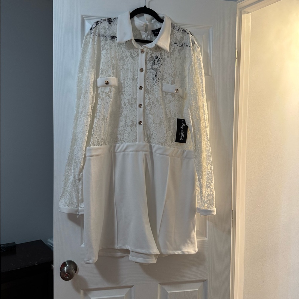 Elegant Lace Button-Up Jumpsuit